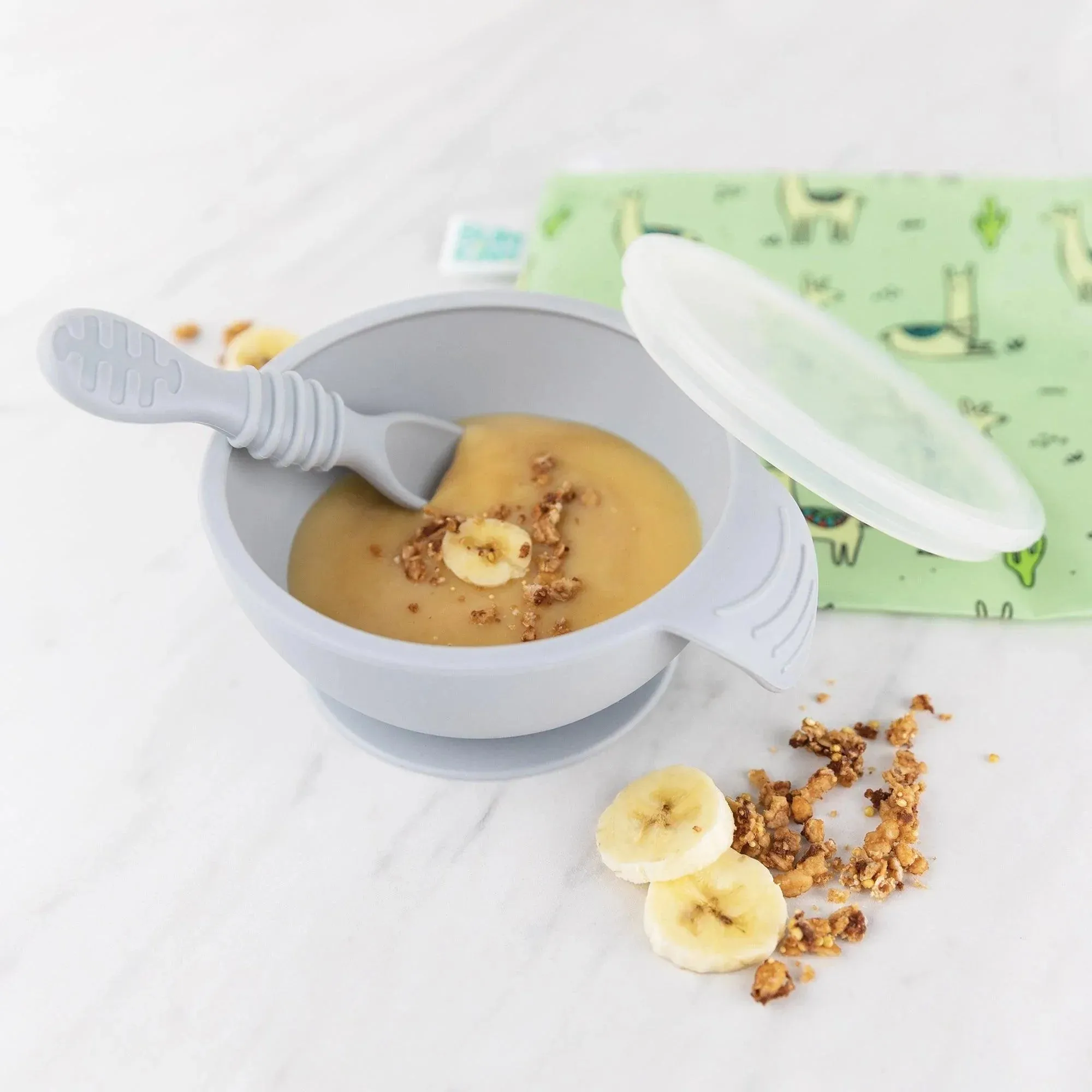 Silicone First Feeding Set: Gray