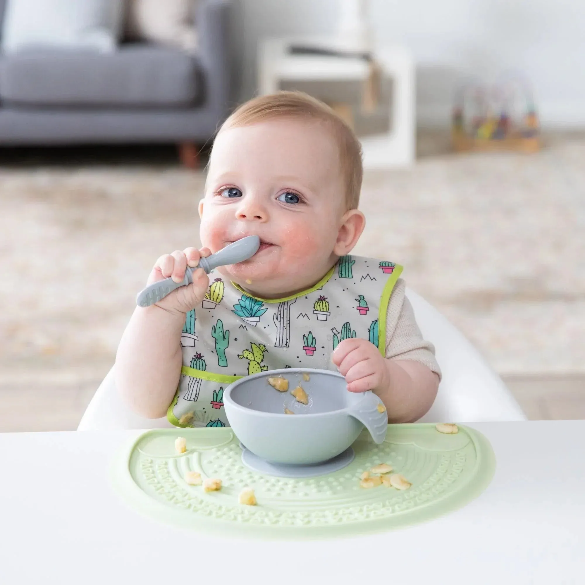 Silicone First Feeding Set: Gray