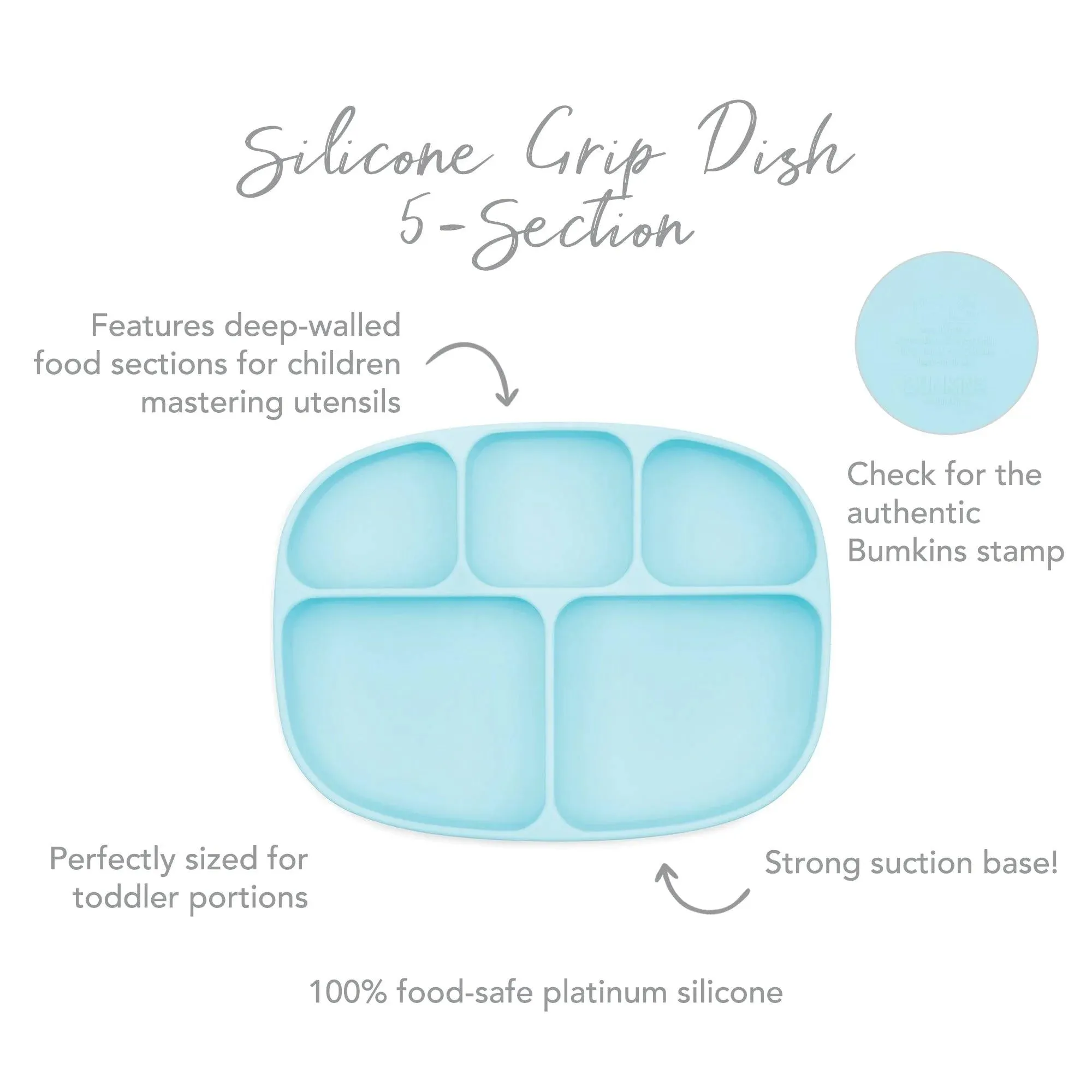 Silicone Grip Dish with Lid (5 Section): Blue