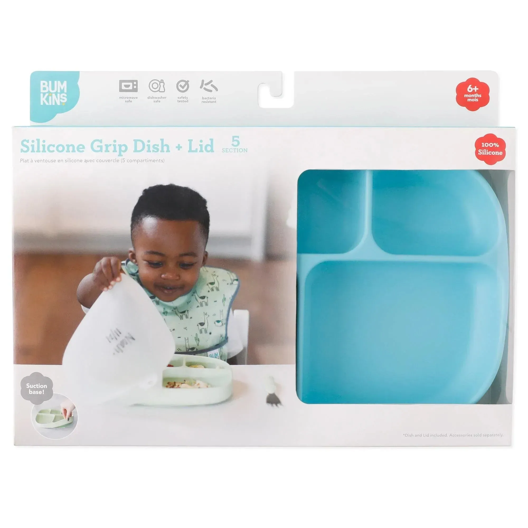 Silicone Grip Dish with Lid (5 Section): Blue