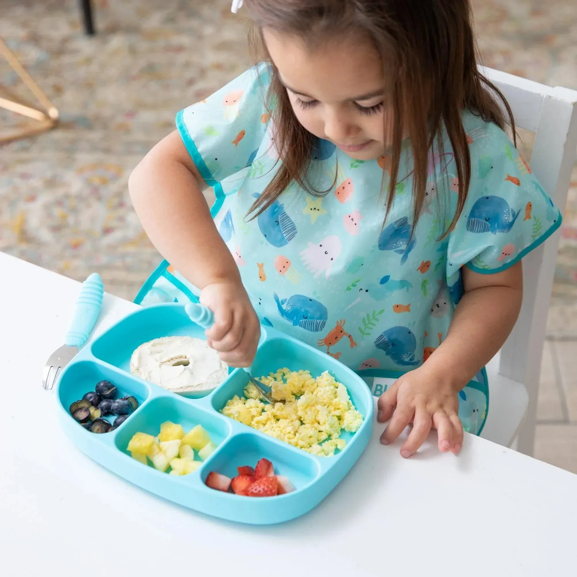 Silicone Grip Dish with Lid (5 Section): Blue