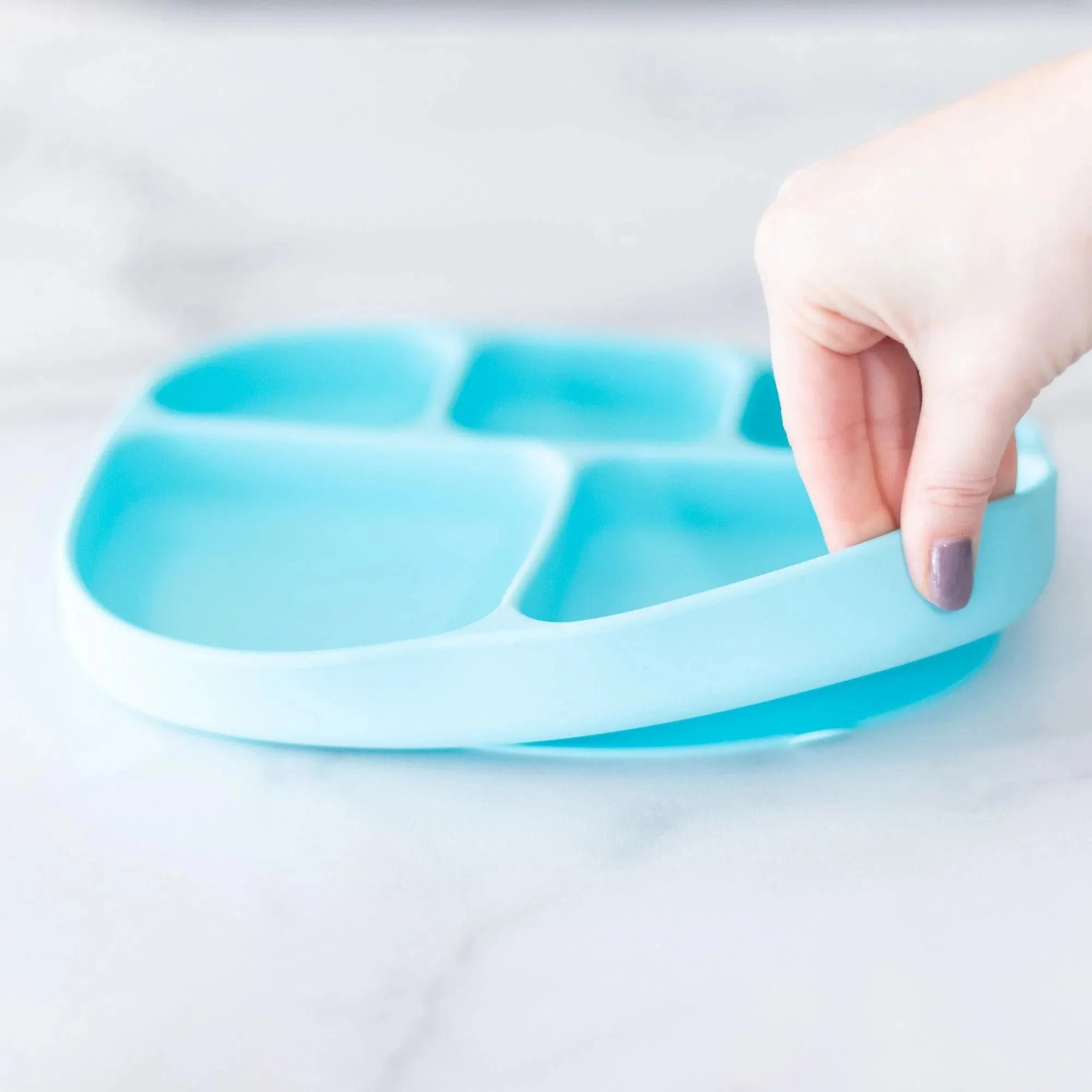 Silicone Grip Dish with Lid (5 Section): Blue