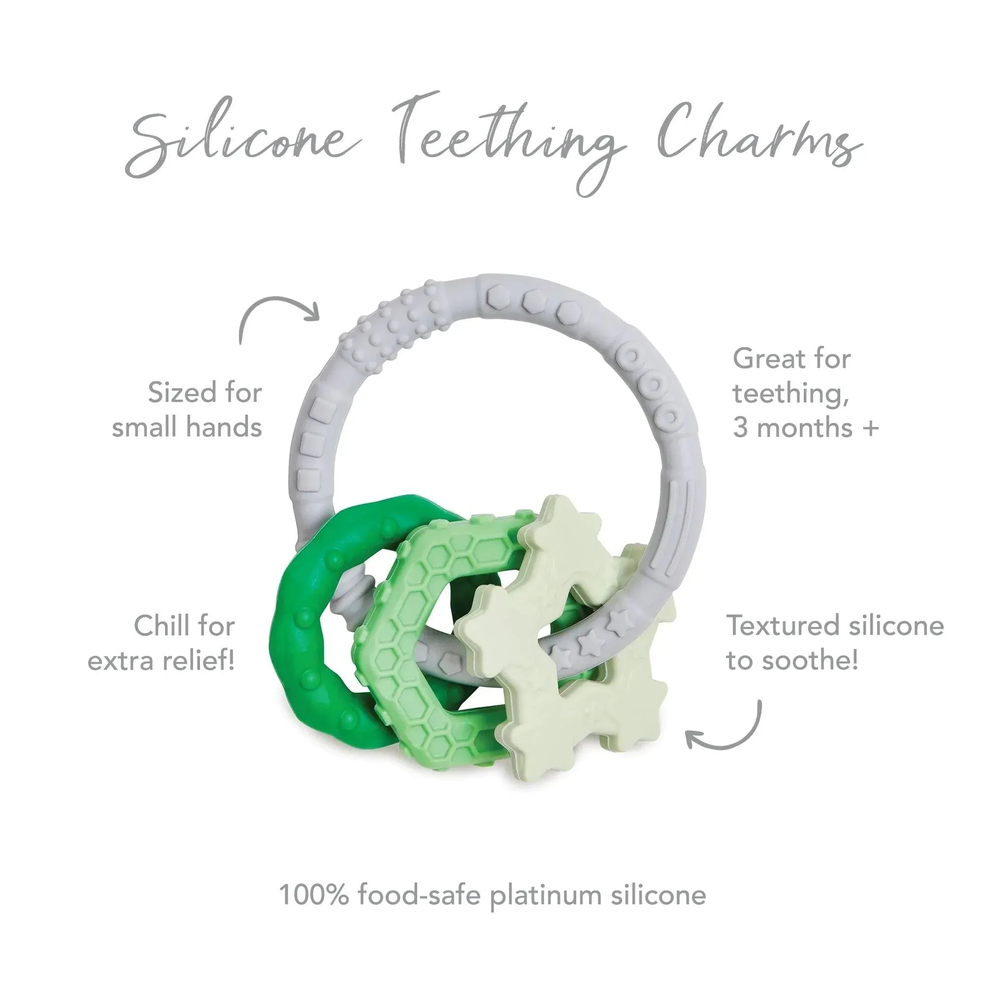 Silicone Teething Charms: Green