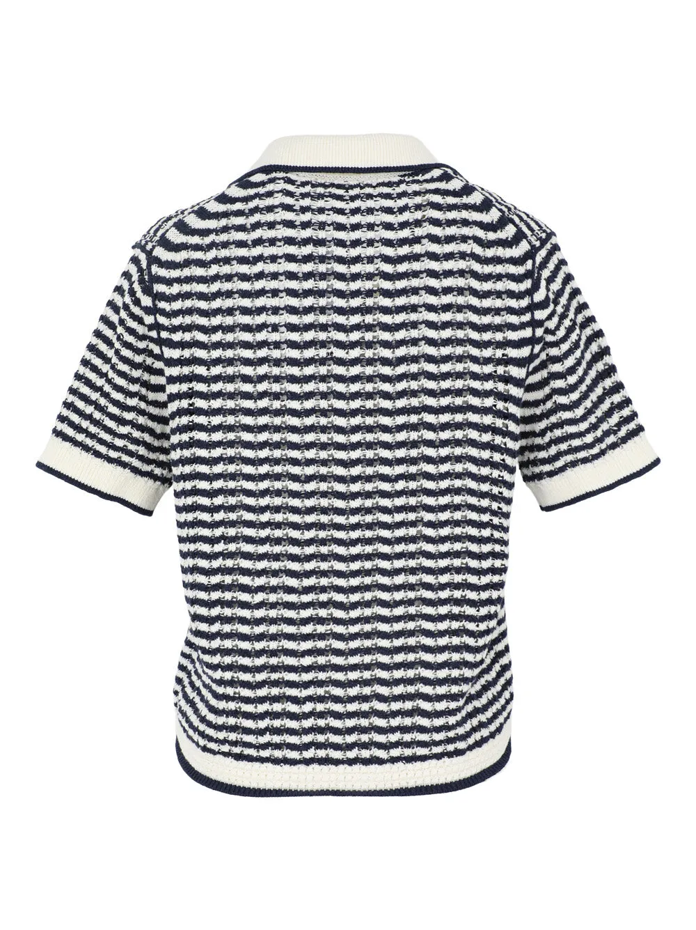 Simkhai Kenzie Short Sleeve Polo in Midnight Stripe