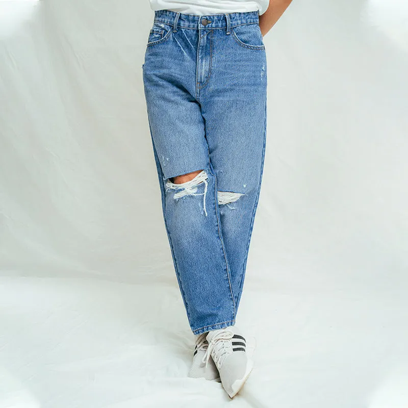 Straight Fit Ripped Jeans