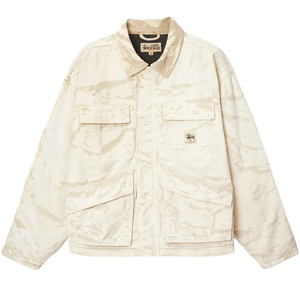 STSSY DISTRESSED CANVAS SHOP JACKET // KHAKI