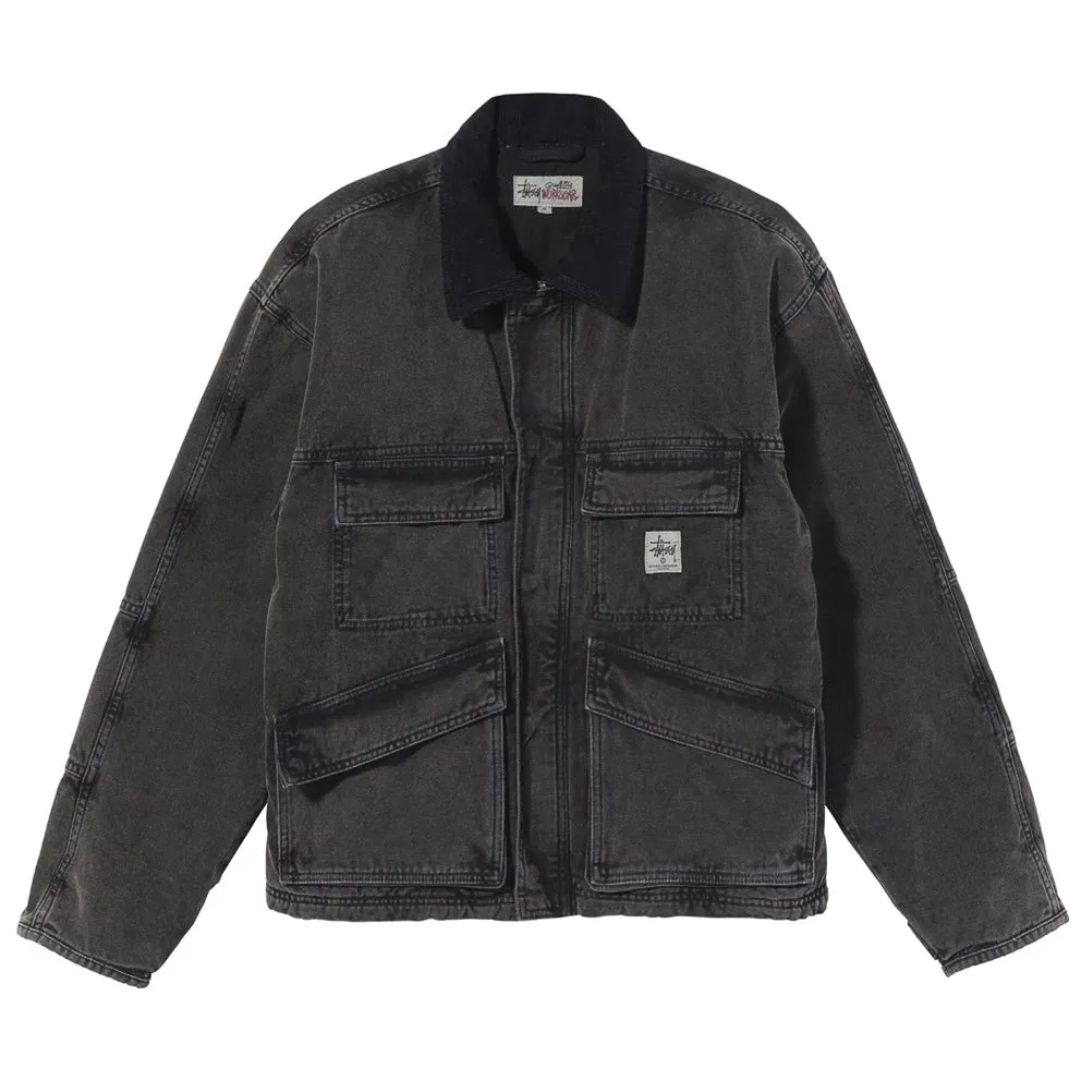 STSSY WASHED CANVAS SHOP JACKET // BLACK