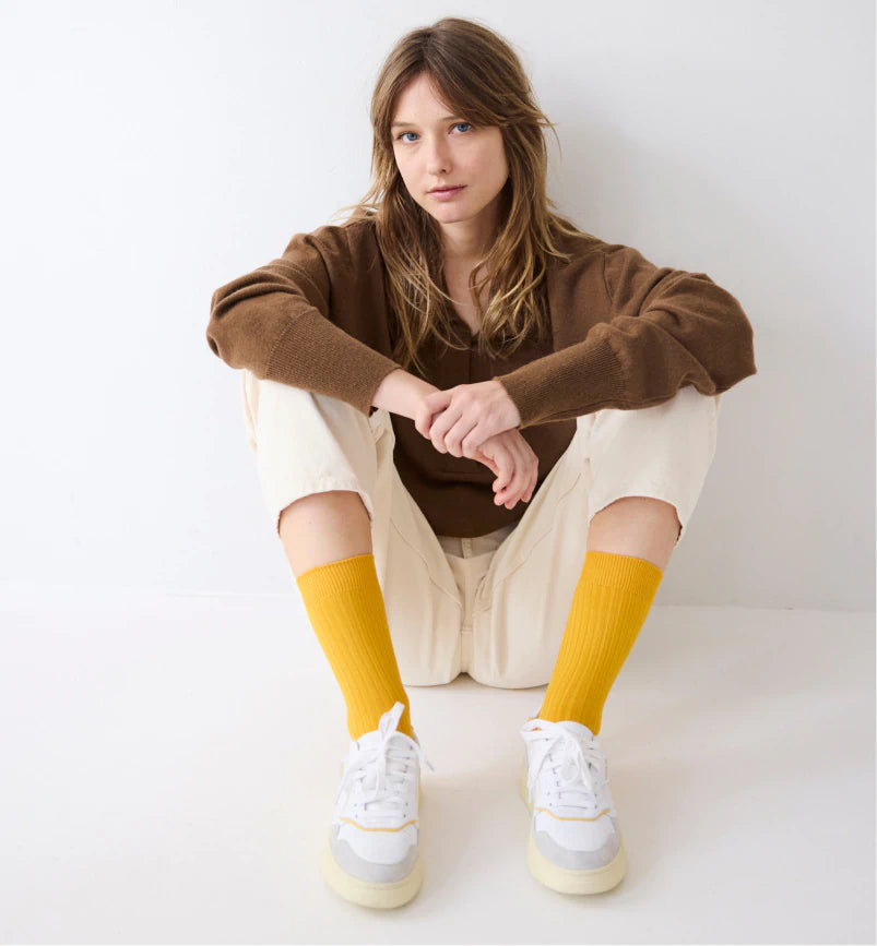 The Supermodel Lace Up Trainer | White and 90's Yellow