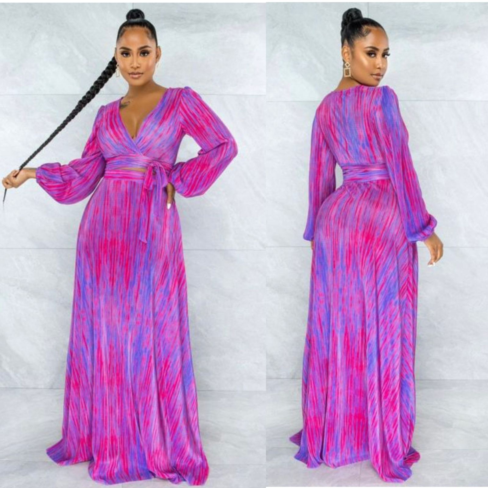 Tie-dye Printed Maxi Asymmetrical Set