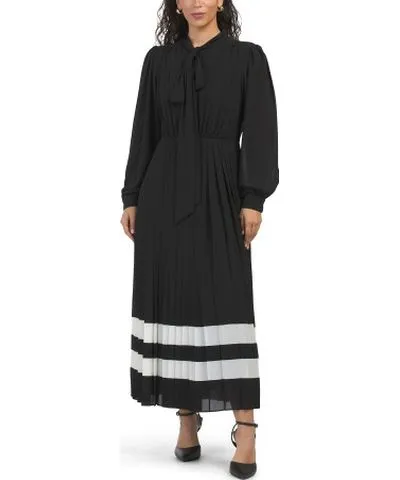 Tj Maxx Pleated Tie Neck Maxi Dress For Women