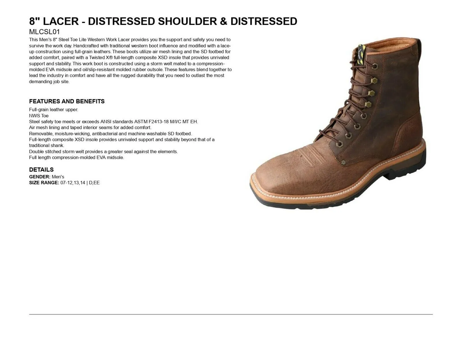 Twisted X Lacer Work Boots 8