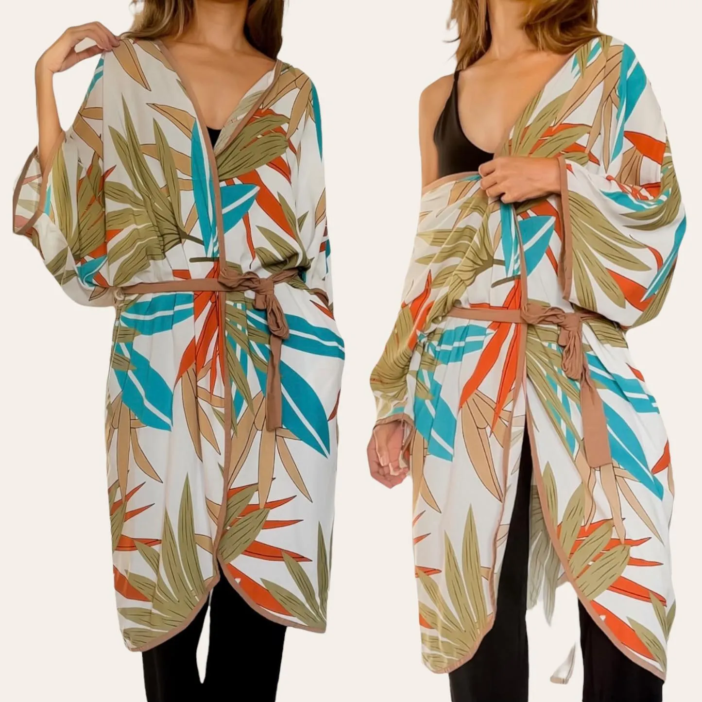 URDUJA Woven Long Tulip Kimono