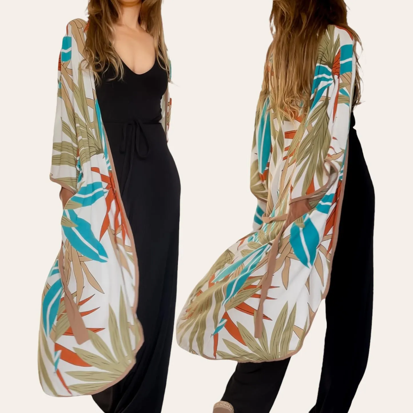 URDUJA Woven Long Tulip Kimono