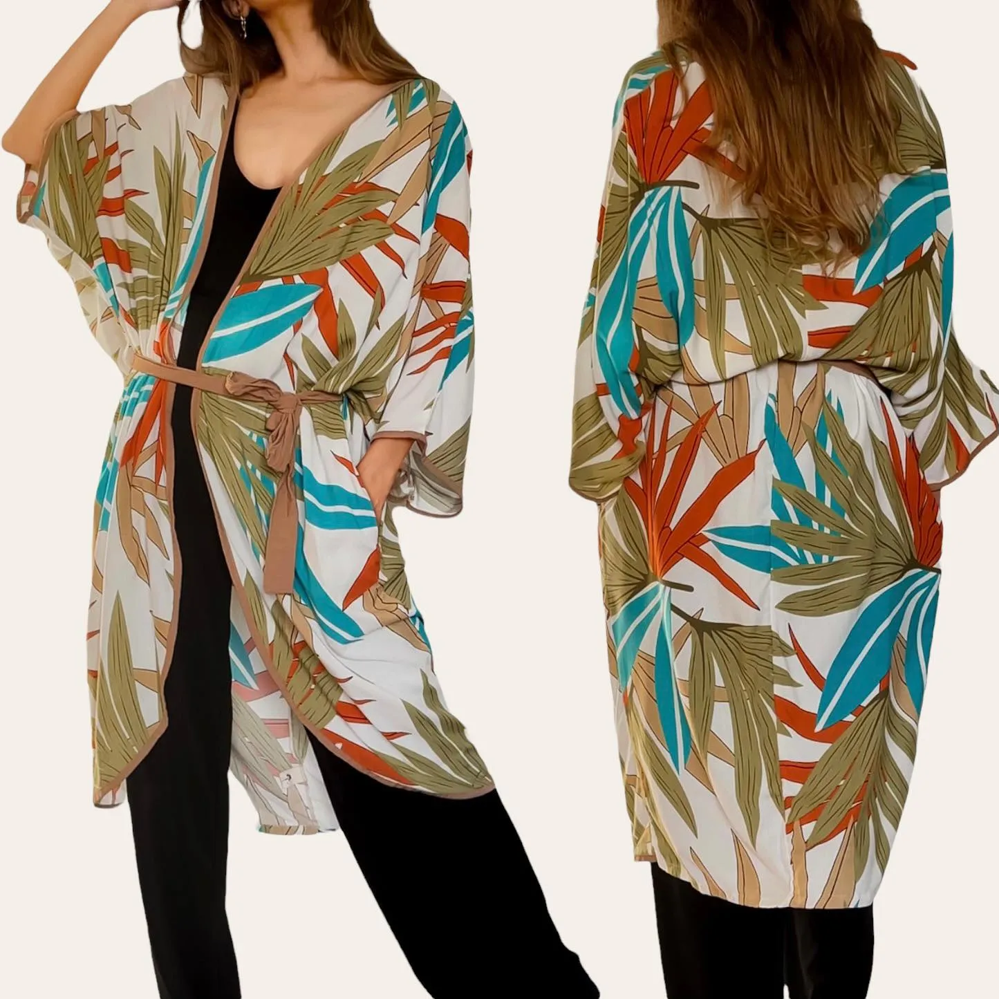 URDUJA Woven Long Tulip Kimono