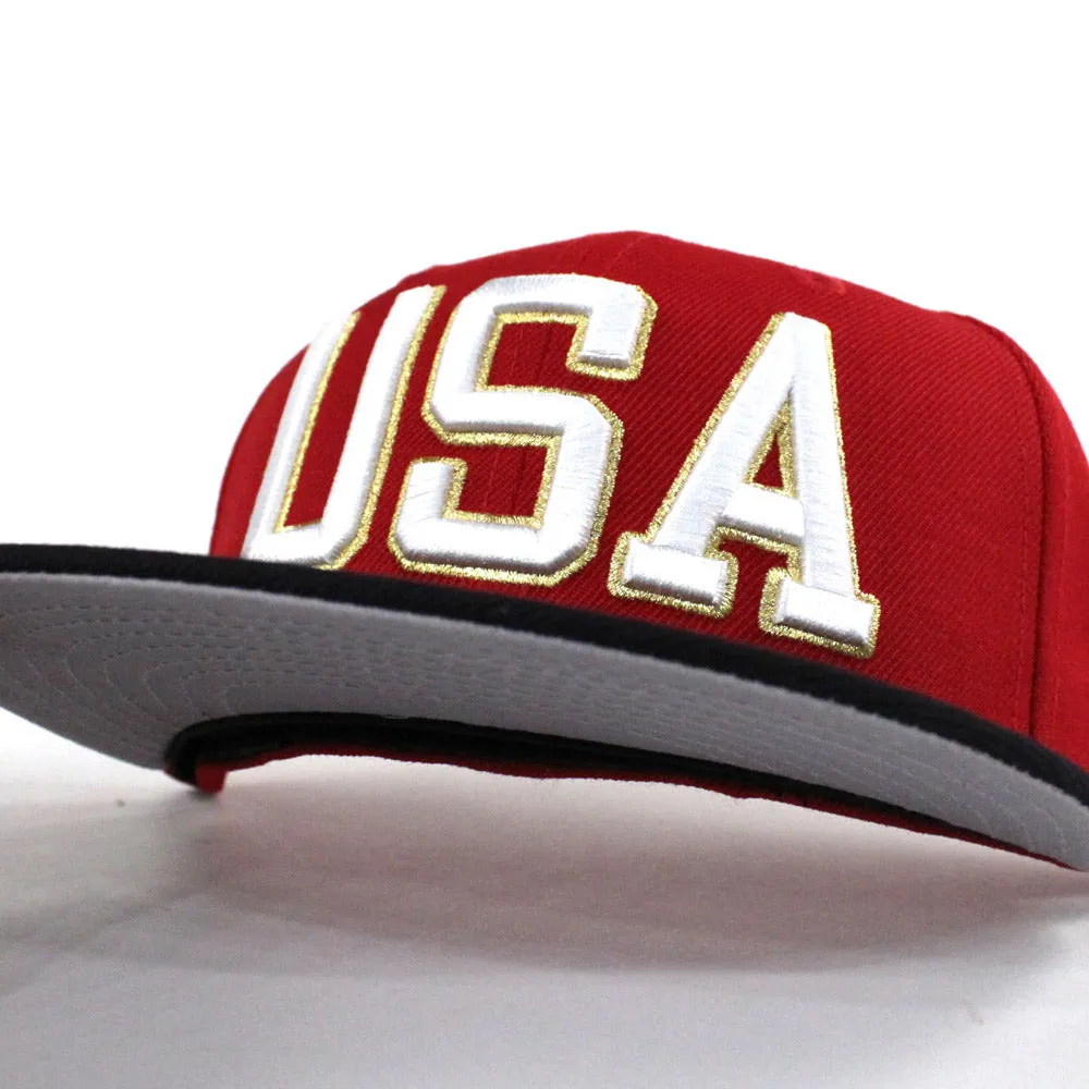 USA New Era 59Fifty Fitted Hat (Air Jordan 4 Retro SE Fiba Red Gray Under Brim)