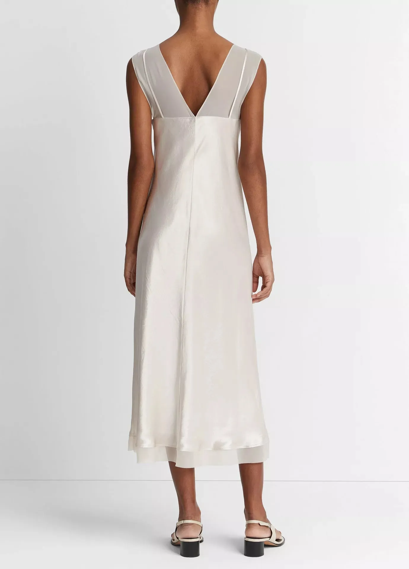 Vince Chiffon Layered Slip Dress in Champagne