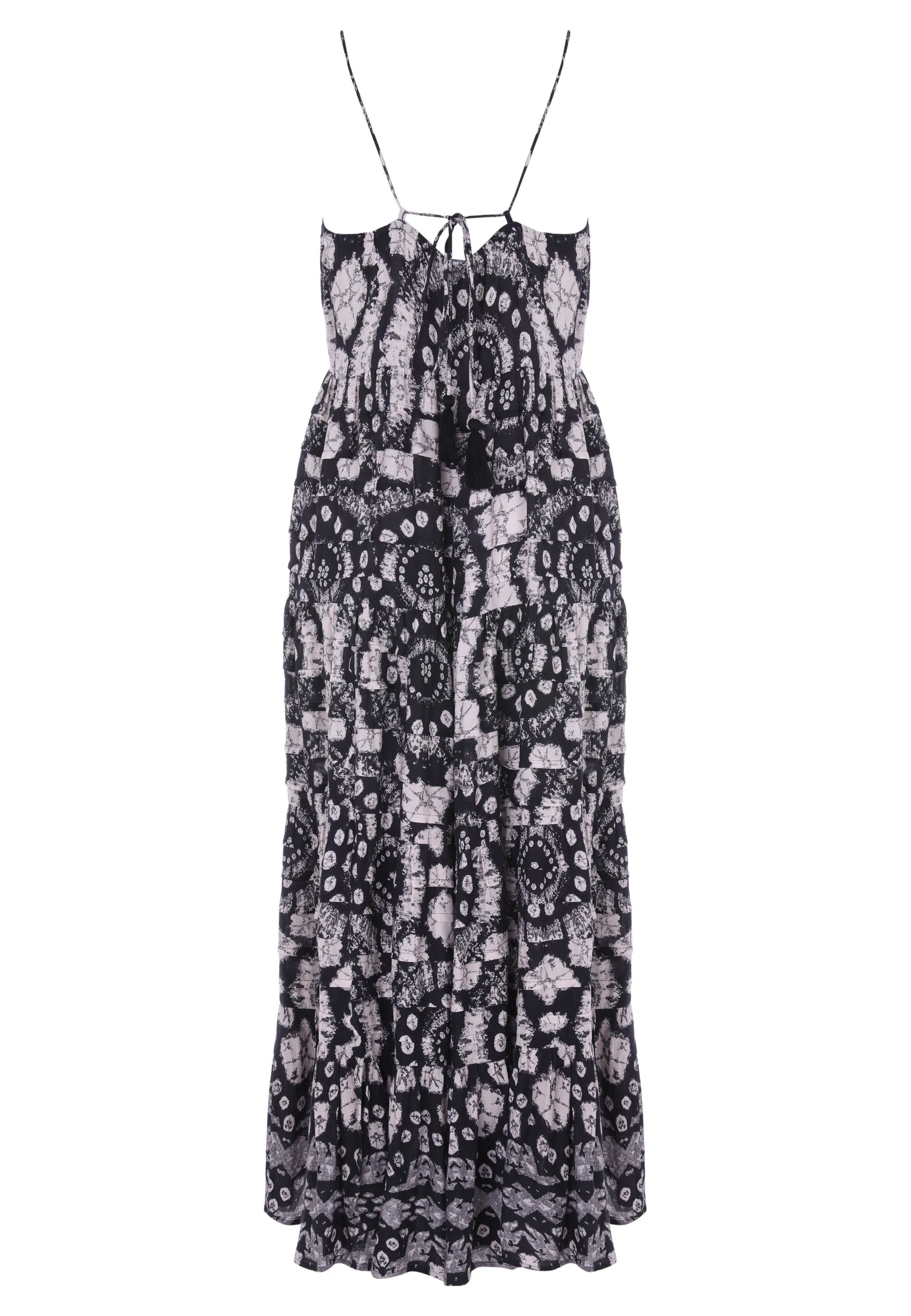 Womens Charcoal & White Tie-Dye Pintuck Detail Dress