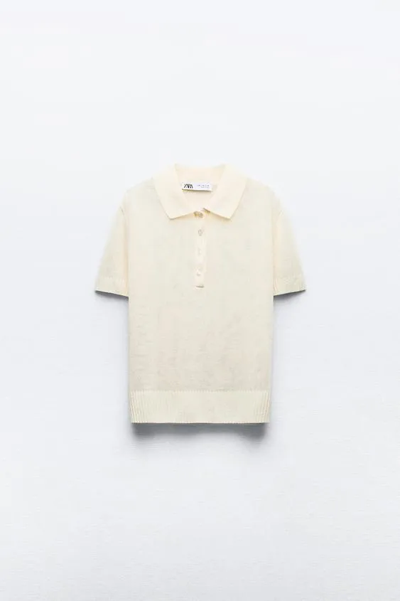 ZARA  |Casual Style Cotton Short Sleeves Elegant Style